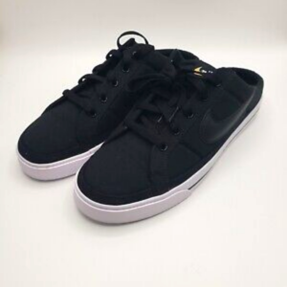 Nike Court Legacy Mule Women Black Canvas Lace Up Shoes Sneakers